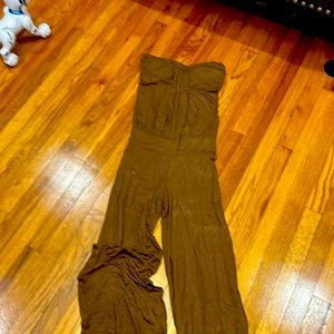Brown sleeveless pant snitched waist jumpsuit